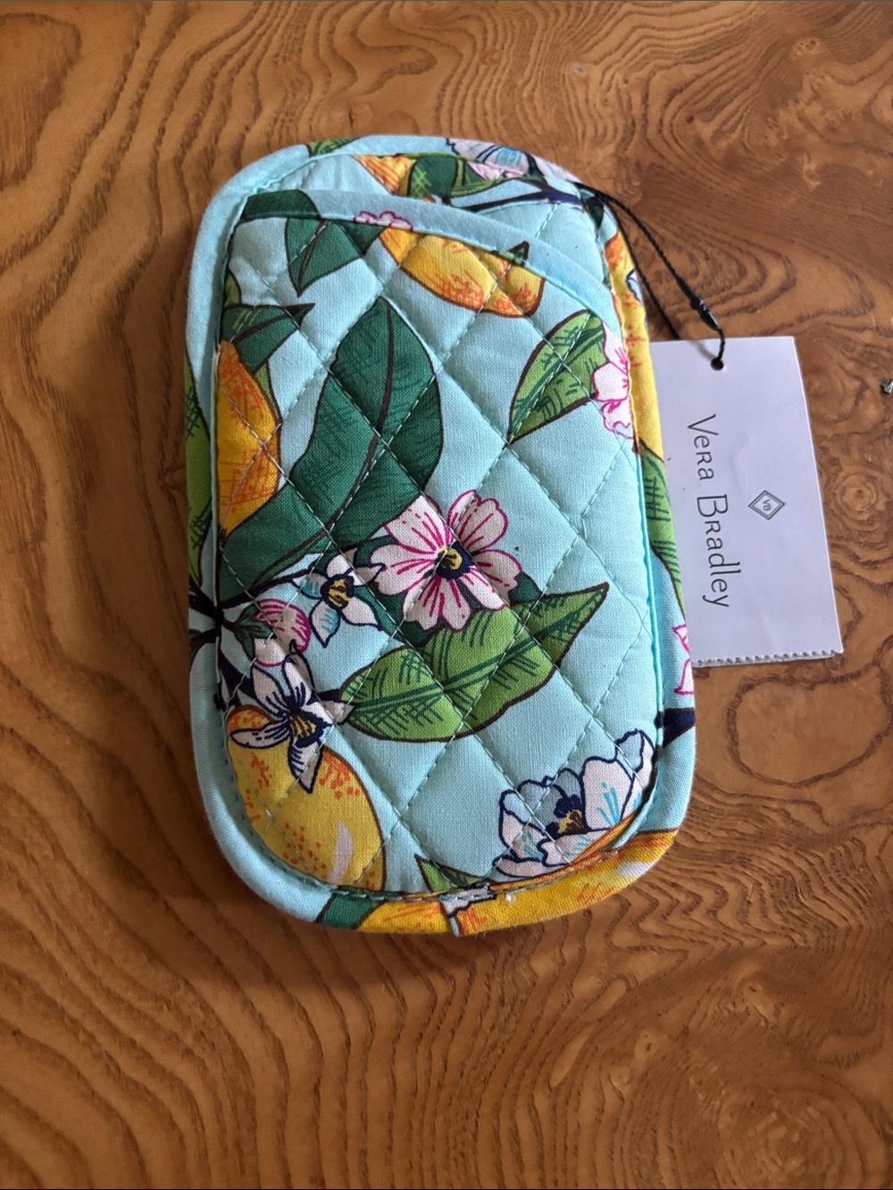 Vera Bradley Light Blue Lemon Floral Quilted SunGlass Pouch